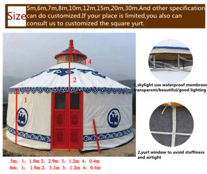 Anti- ultraviolettes Mongolian Yurt-Zelt mit Verdickungs-Akupunktur-Baumwolle